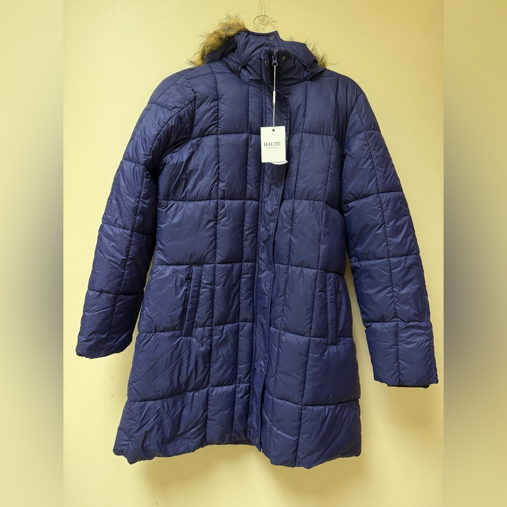 NwT: Haute EditionMid-Length Puffer Parka Coat with Faux Fur-Lined Hood🔵 - Picture 6 of 12